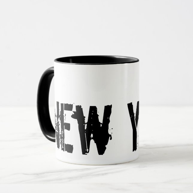 New York - Mug Noir Et Blanc De Style Urbain (Devant gauche)
