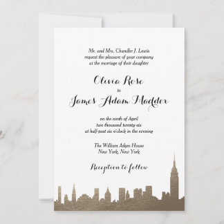 New York New York Faux Gold Invitation