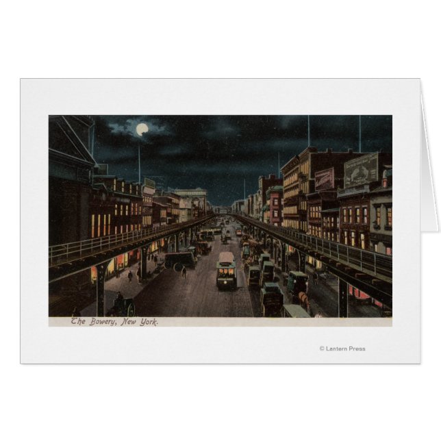New York, NY - Le Bowery - Scène nocturne (Devant horizontal)