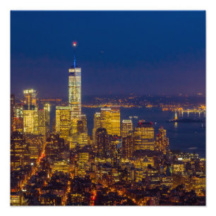 New York Skyline après le coucher du soleil poster