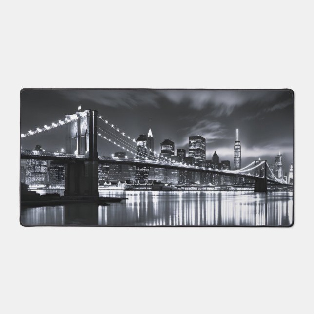 New York Skyline Brooklyn Bridge Monochrome Nuit (Recto)