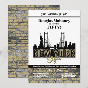 New York Thème Anniversaire Invitation