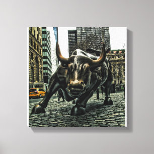 New York Wall Street Bull sur toile