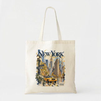 New York Watercolor Tote Bag | Velvet Signature