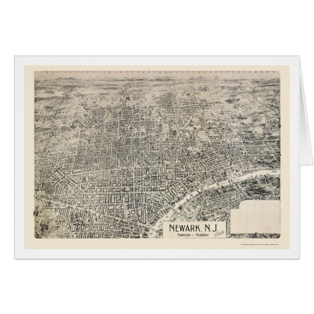 Newark, carte panoramique de NJ - 1895 (Devant horizontal)