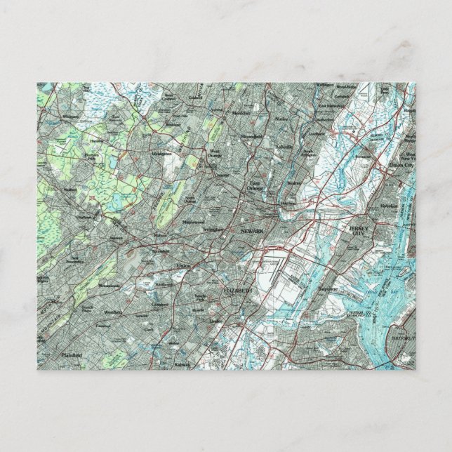 Newark NJ et Carte des zones environnantes (1986) (Devant)