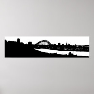 Newcastle sur Tyne Panoramic Silhouette Poster