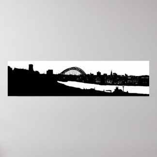 Newcastle sur Tyne Panoramic Silhouette Poster