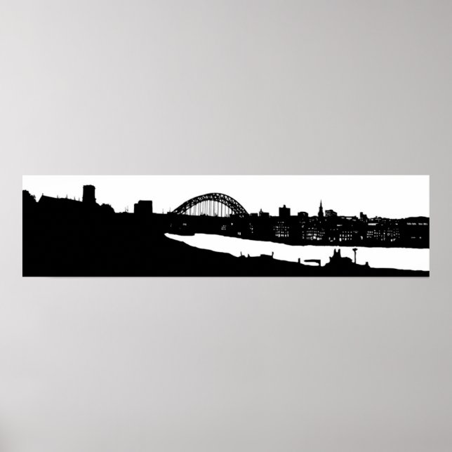 Newcastle sur Tyne Panoramic Silhouette Poster (Devant)