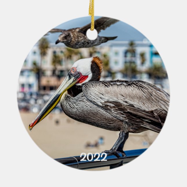 Newport Beach 2 côtés rond ornement en céramique (Dos)