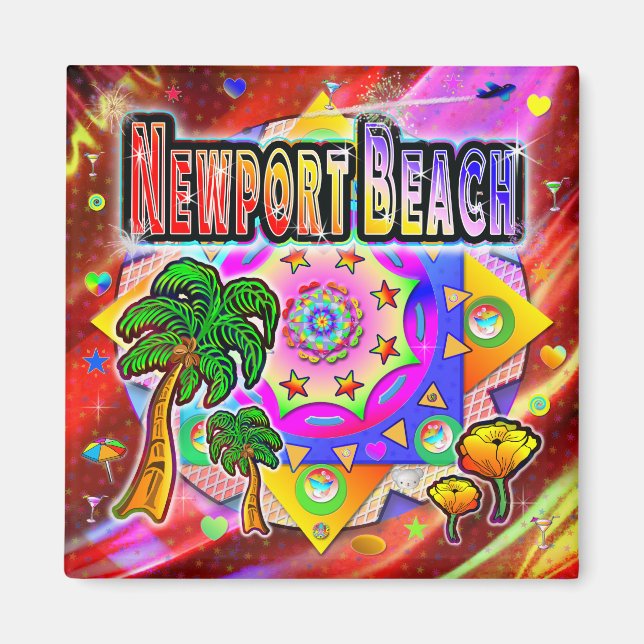 Newport Beach Tropical Friends Magnet (Devant)