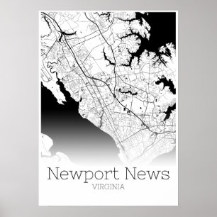 Newport News Map - Virginie - City Map Poster