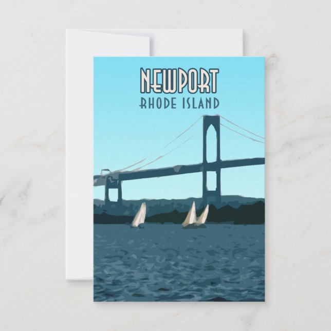 Newport Rhode Island Voiliboats Vintage Flat Card (Devant)