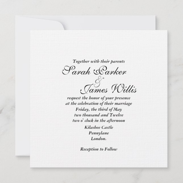 Nez blanc Damas et mariage jaune canari Invitation (Devant)