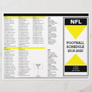 NFL 2019-2020 SCHEDULE DE FOOTBALL - ÉDITABLE