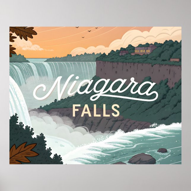 Niagara Falls Retro Vintage Poster Illustration (Devant)