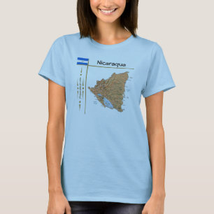 Nicaragua Carte + Drapeau + Titre T-shirt