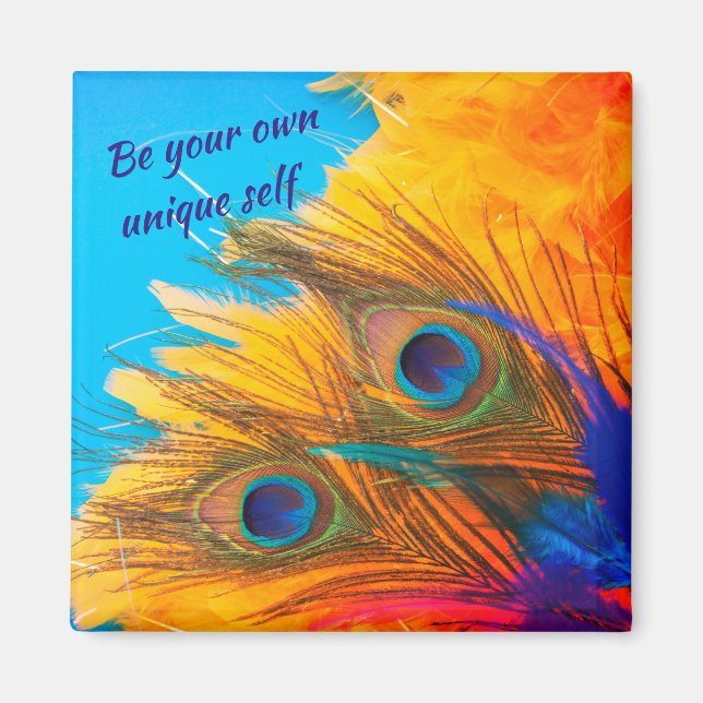 Nice Aqua Blue Elegant Peacock Feather Magnet (Devant)