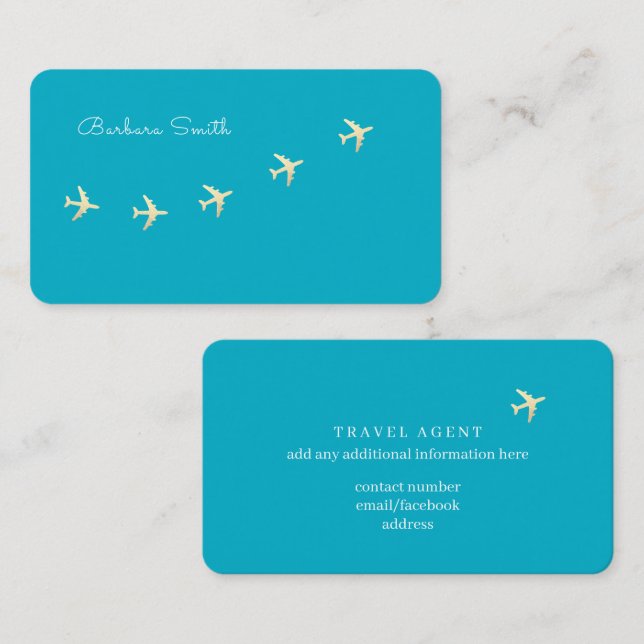 Nice Azure Blue Carte de visite pour un agent de v (Devant / Derrière)