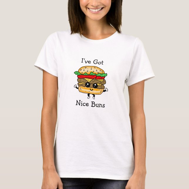 Nice Buns Hamburger Food Pun Funny T-Shirt (Devant)