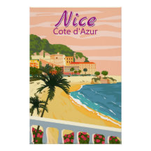 Nice Côte d'Azur affiche vintage