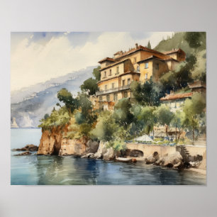 Nice France Aquarelle Paysage Art Imprimer Poster