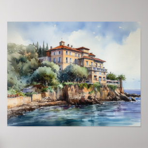 Nice France Aquarelle Paysage Art Imprimer Poster