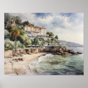 Nice France Aquarelle Paysage Art Imprimer Poster