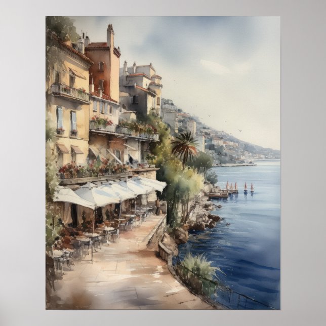 Nice France Peinture Paysage Art Imprimer Poster (Devant)