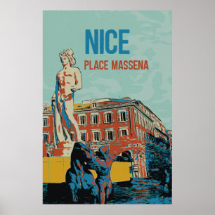 Nice Massena Illustration Carré France Poster