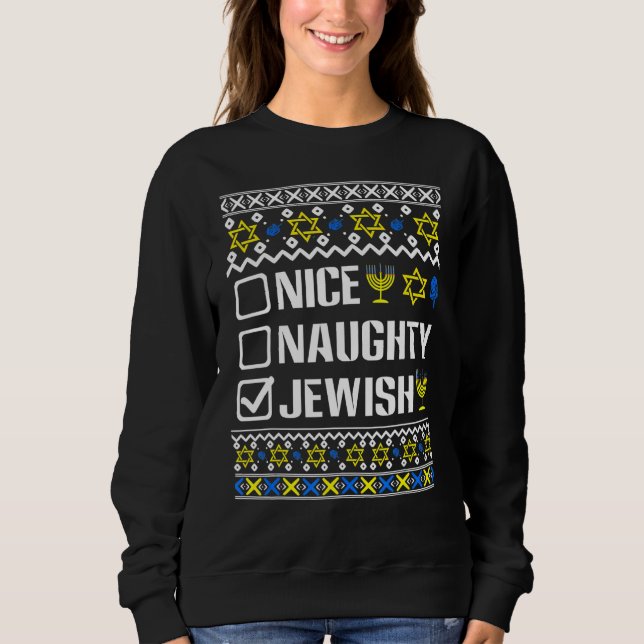 Nice Naughty Jewish Hanoukka Chanukah Juive Sweat (Devant)
