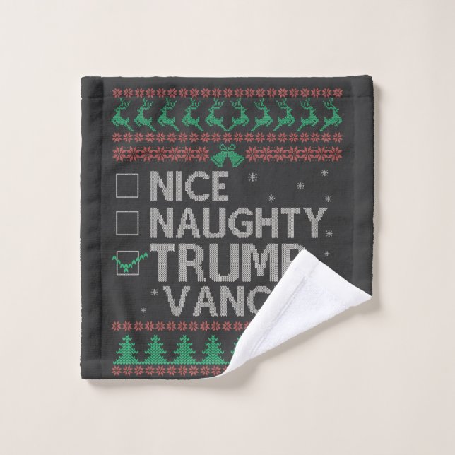 Nice Naughty Trump Vance Election Ugly Sweater (Gant de toilette)