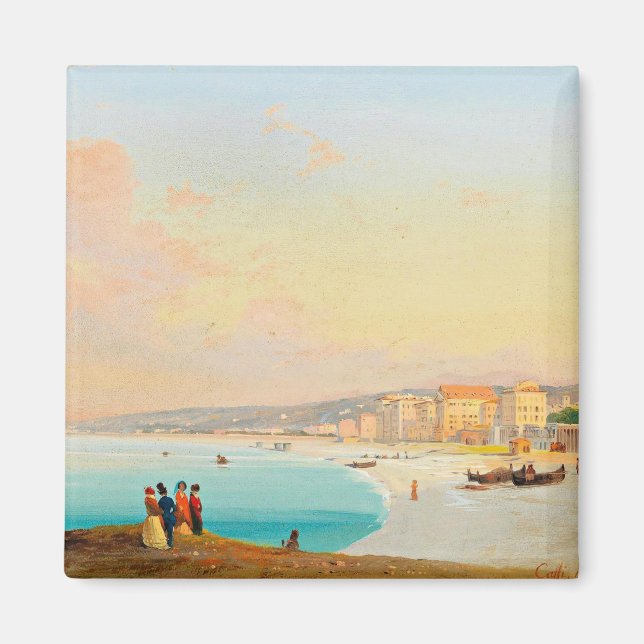 Nice, Vue sur la plage du Quai du Midi, Magnet (Devant)