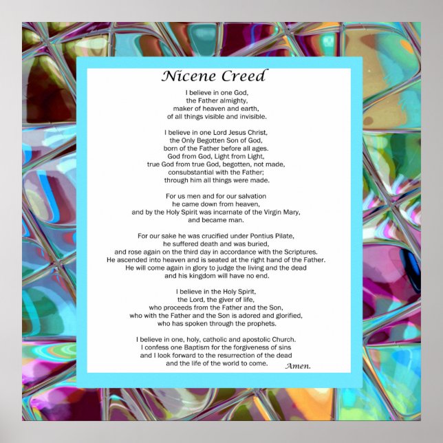 Nicene Creed Poster Christian Prayer Wall Art (Devant)