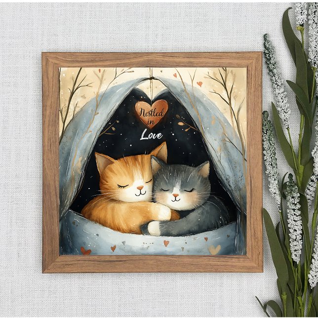 Niché dans Love Kitty Cat Cuddles Poster Wall Art (Créateur téléchargé)