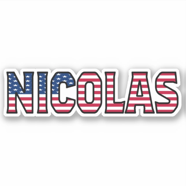 Nicolas Name Prénom USA Sticker Stickerset (Devant)