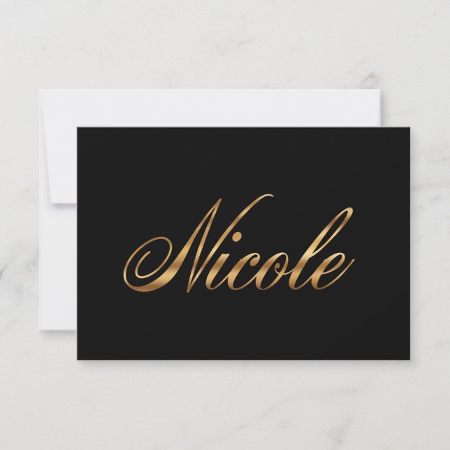 Nicole or gold Design Lettering Carte (Devant)