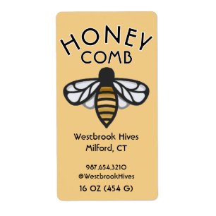 Nid d'abeille avec étiquette jaune HONEYCOMB Bee