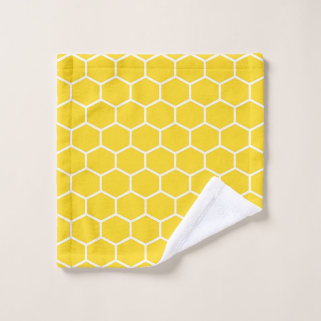Nid d'abeille Géométrique Lignes Blanches Bourdon (Gant de toilette)