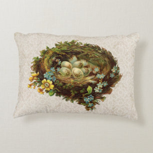 NID OISEAU AVEC OEUFS COUSSIN VINTAGE