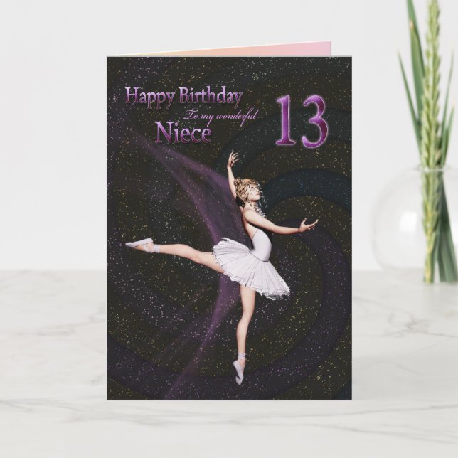 Niece age 13, une carte d'anniversaire ballerine (Devant)