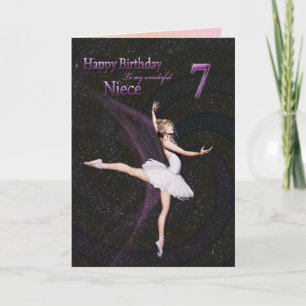 Niece age age 7, une carte d'anniversaire ballerin
