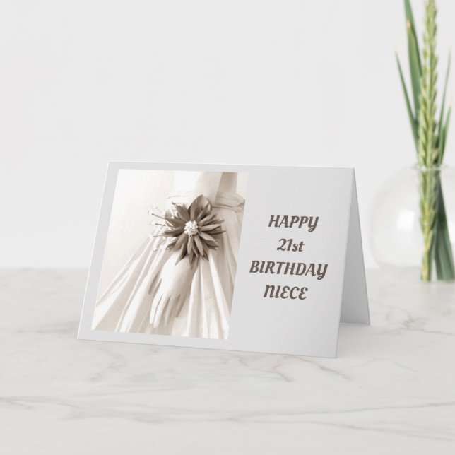 NIECE **HEUREUSE 21E ANNIVERSAIRE** CARTE (Devant)
