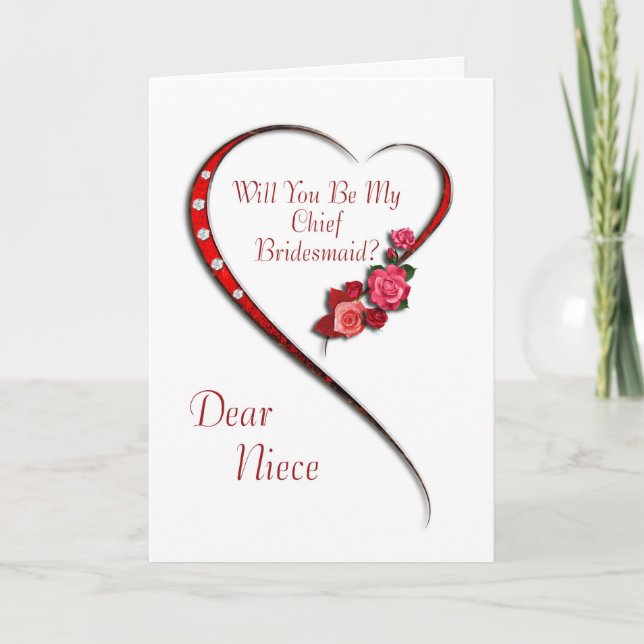 Niece, Swirling coeur Chef Bridesmaid invitation (Devant)