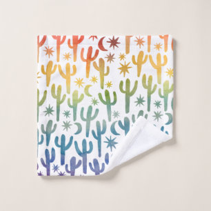 Night Desert Cactus Watercolor Motif Rainbows