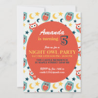 Night Owl Invitation de fête d'anniversaire pour l