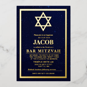 Night Sky Bar Mitvah Foil Invitation