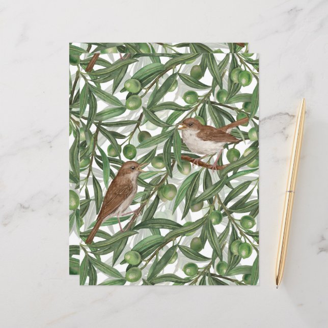 Nightingales dans l'olivier (Devant/Arrière en situation)