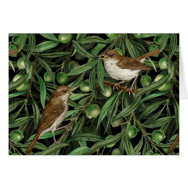 Nightingales dans l'olivier 3 (Devant horizontal)