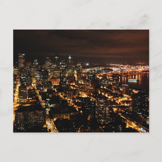 Nightview de la carte postale Seattle (Devant)